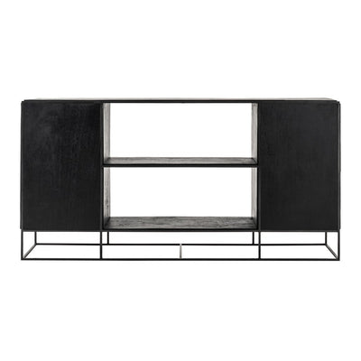 Modern Rustic Black and Natural Media Center TV Stand