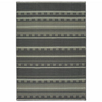 3' x 6' Black Ivory Machine Woven Geometric Indoor Area Rug