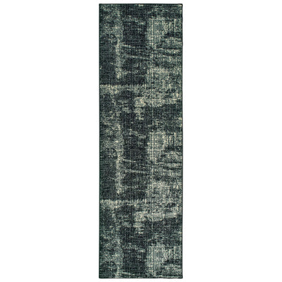 8' Black Ivory Machine Woven Abstract Indoor Runner Rug