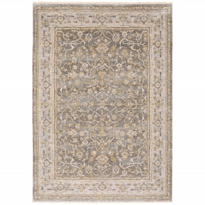 5' X 8' Beige Grey Machine Woven Oriental Indoor Arean Rug