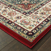 6' x 9' Red Ivory Machine Woven Oriental Indoor Area Rug