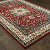 6' x 9' Red Ivory Machine Woven Oriental Indoor Area Rug