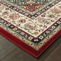 7' x 10' Red Ivory Machine Woven Oriental Indoor Area Rug