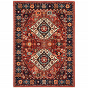 2' x 3' Red Blue Machine Woven Oriental Indoor Area Rug