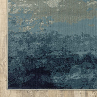 8' Blue Beige Machine Woven Abstract Skies Indoor Runner Rug