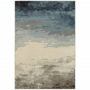 5' x 8' Blue Beige Machine Woven Abstract Skies Indoor Area Rug