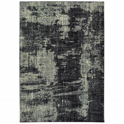 9' x 12' Black Ivory Machine Woven Abstract Indoor Area Rug