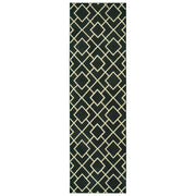 8' Black Ivory Machine Woven Geometric Diamonds Indoor Runner Rug