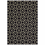 7' x 10' Black Ivory Machine Woven Geometric Diamonds Indoor Area Rug