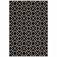 9' x 12' Black Ivory Machine Woven Geometric Diamonds Indoor Area Rug