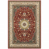 1' x 3' Red Ivory Machine Woven Oriental Indoor Area Rug