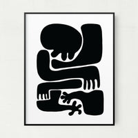 17" x 22" Contemporary Black and White Shapes Wall Art