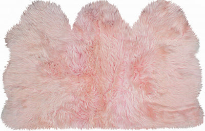 3' x 5' Pink Natural Sheepskin Area Rug