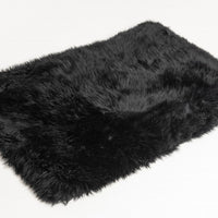 2' x 5' Black Natural Rectangular Sheepskin Area Rug