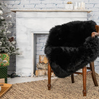 2' x 5' Black Natural Rectangular Sheepskin Area Rug