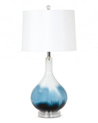 Set of 2 Ombre Blue and White Glass Table Lamps