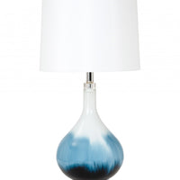 Set of 2 Ombre Blue and White Glass Table Lamps
