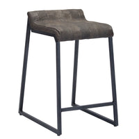 Brown Leather and Dark Grey Counter Stool