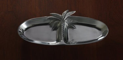 Oval Silver Palm Tree Two Section Serving Tray
