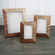 8" x 10" Brass Striped Brown Wooden Photo Frame