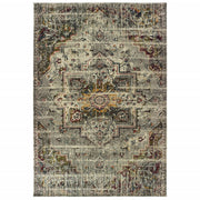 5’x8’ Gray and Ivory Distressed Area Rug