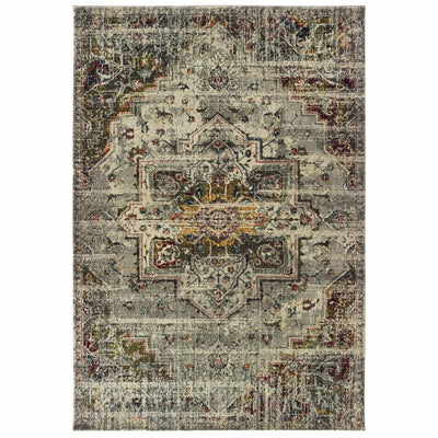 7’x10’ Gray and Ivory Distressed Area Rug