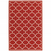 5’x8’ Red and Ivory Trellis Indoor Outdoor Area Rug