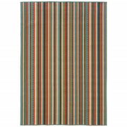 3’x5’ Green and Brown Striped Indoor Outdoor Area Rug