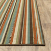 4’x6’ Green and Brown Striped Indoor Outdoor Area Rug