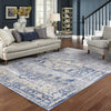 7’x10’ Ivory and Blue Oriental Area Rug