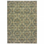 7’x10’ Ivory and Blue Geometric Area Rug