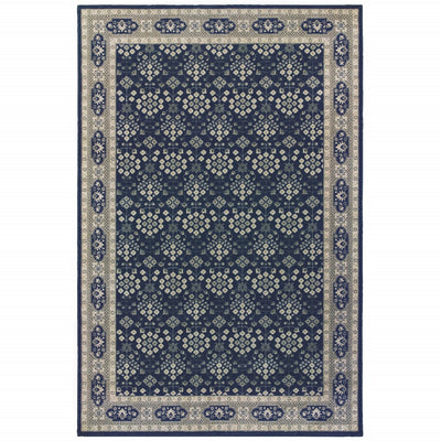5’x8’ Navy and Gray Floral Ditsy Area Rug