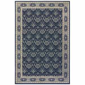 5’x8’ Navy and Gray Floral Ditsy Area Rug