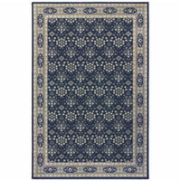 7’x10’ Navy and Gray Floral Ditsy Area Rug