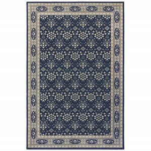 7’x10’ Navy and Gray Floral Ditsy Area Rug