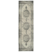 2’x8’ Ivory and Gray Pale Medallion Runner Rug