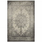 8’x11’ Ivory and Gray Pale Medallion Area Rug