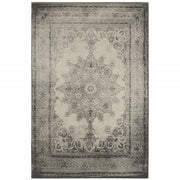 10’x13’ Ivory and Gray Pale Medallion Area Rug