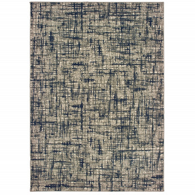5’x8’ Gray and Navy Abstract Area Rug