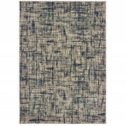 7’x10’ Gray and Navy Abstract Area Rug