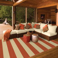 4’x6’ Orange and Ivory Striped Indoor Outdoor Area Rug