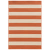5’x8’ Orange and Ivory Striped Indoor Outdoor Area Rug