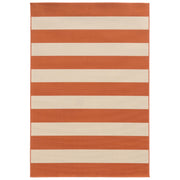 5’x8’ Orange and Ivory Striped Indoor Outdoor Area Rug