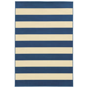 4’x6’ Blue and Ivory Striped Indoor Outdoor Area Rug