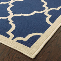 4’x6’ Blue and Ivory Trellis Indoor Outdoor Area Rug