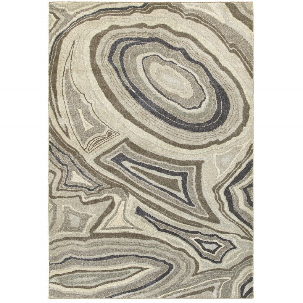5’x8’ Ivory and Gray Abstract Geometric Area Rug