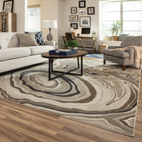 10’x13’ Ivory and Gray Abstract Geometric Area Rug