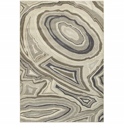 10’x13’ Ivory and Gray Abstract Geometric Area Rug