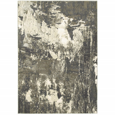8’x11’ Gray and Ivory Abstract Area Rug