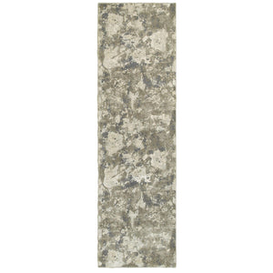 2’x8’ Gray and Ivory Abstract Spatter Runner Rug